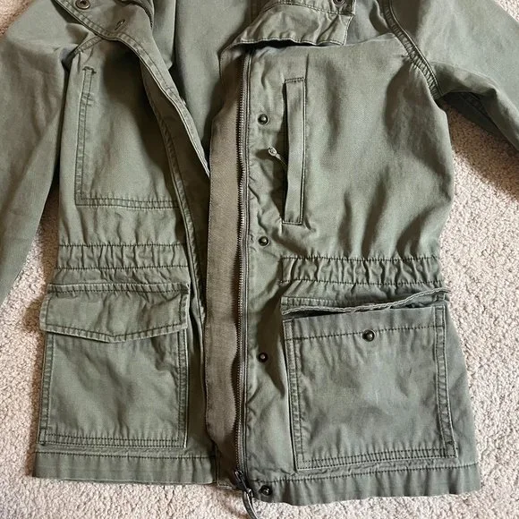 **Madewell "Passage Jacket" | XXS | Army Surplus Green | Cinch Waist | Pockets** - Picture 6 of 12